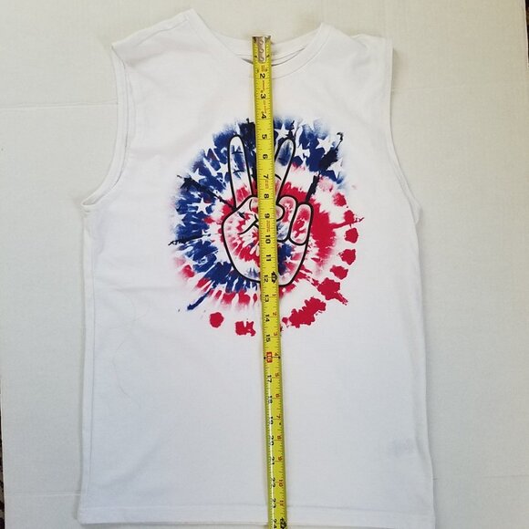 Celebrate Patriotic 4th of July  Hippie Peace Sign Sleeveless Tee XL - Picture 8 of 8